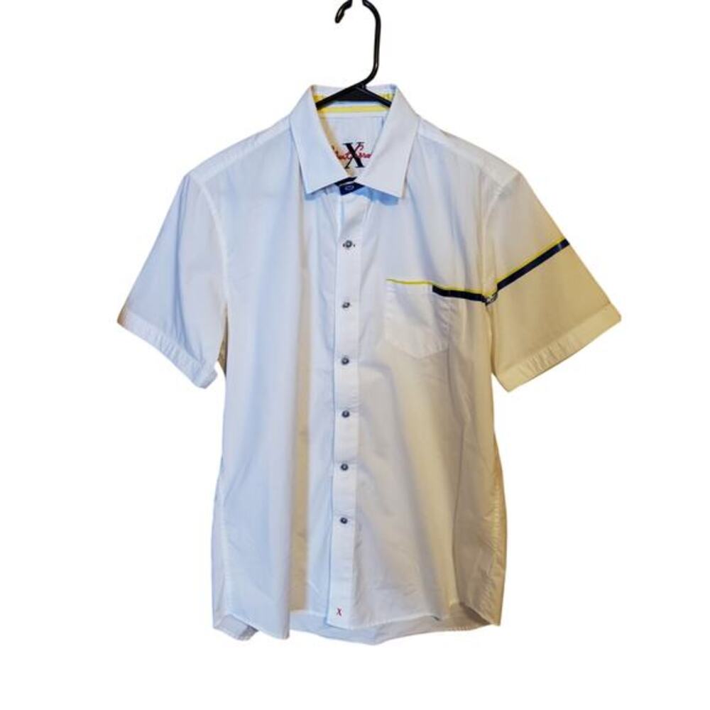 Robert Graham X Collection Mens Sz M Button Up Shirt‎ White Short Sleeve